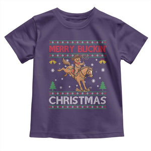 Funny Gingerbread Man Horse Rider Toddler T Shirt Merry Buckin Christmas Gift TS12 Purple Print Your Wear