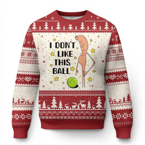 Funny Marcus The Worm Tennis Lover Ugly Christmas Sweater I Do Not Like This Ball TS12 Beige Red Print Your Wear