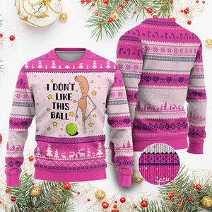Funny Marcus The Worm Tennis Lover Ugly Christmas Sweater I Do Not Like This Ball TS12 Hot Pink Print Your Wear