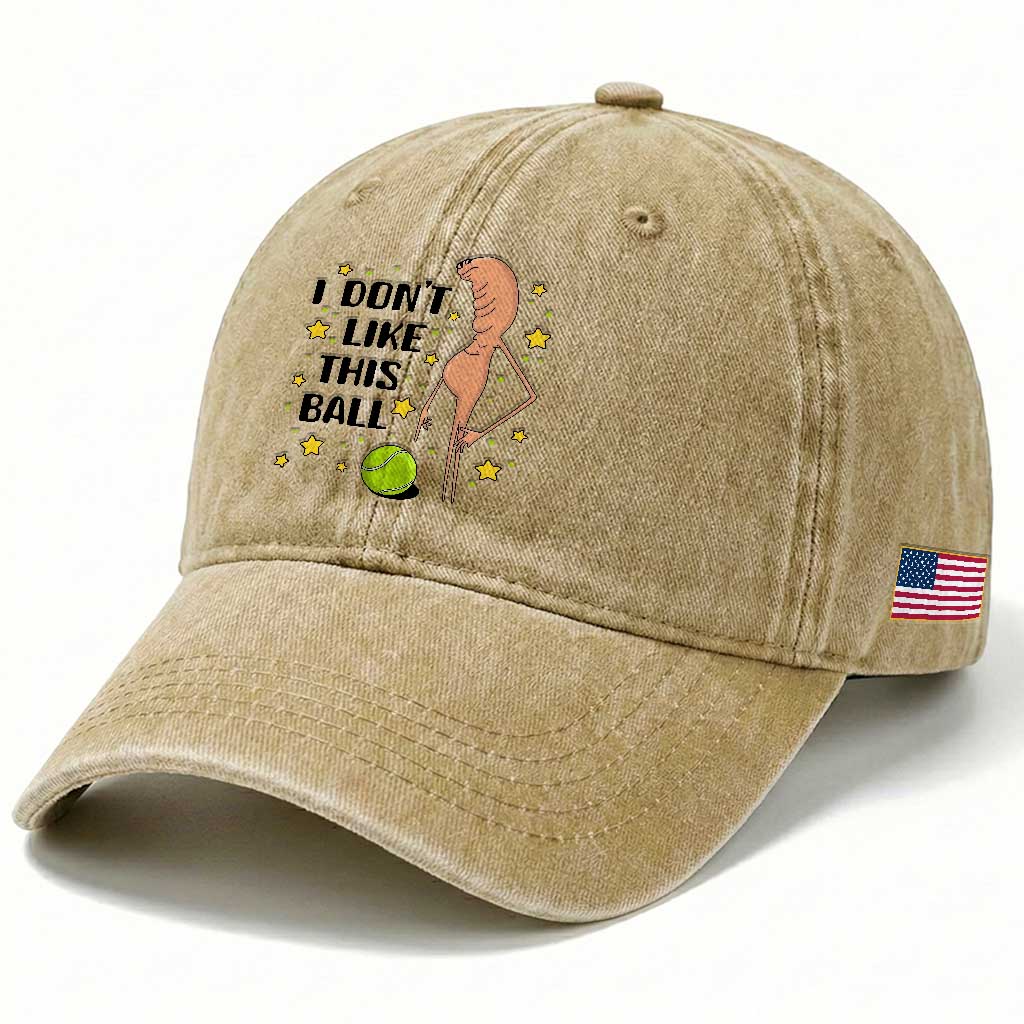 Funny Marcus The Worm Tennis Lover Washed Cotton Baseball Cap I Do Not Like This Ball TS12 Print Your Wear