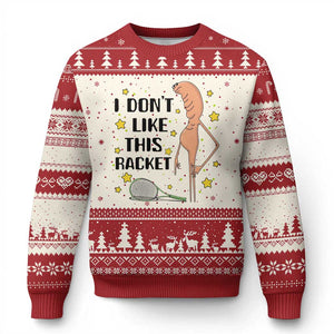 Funny Marcus The Worm Tennis Lover Ugly Christmas Sweater I Do Not Like This Racket TS12 Beige Red Print Your Wear