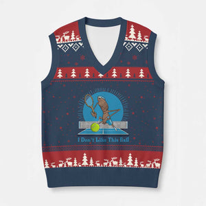 I Do Not Like This Ball V-Neck Knit Sweater Vest Funny Marcus The Worm Tennis Meme TS12 Navy Red Print Your Wear