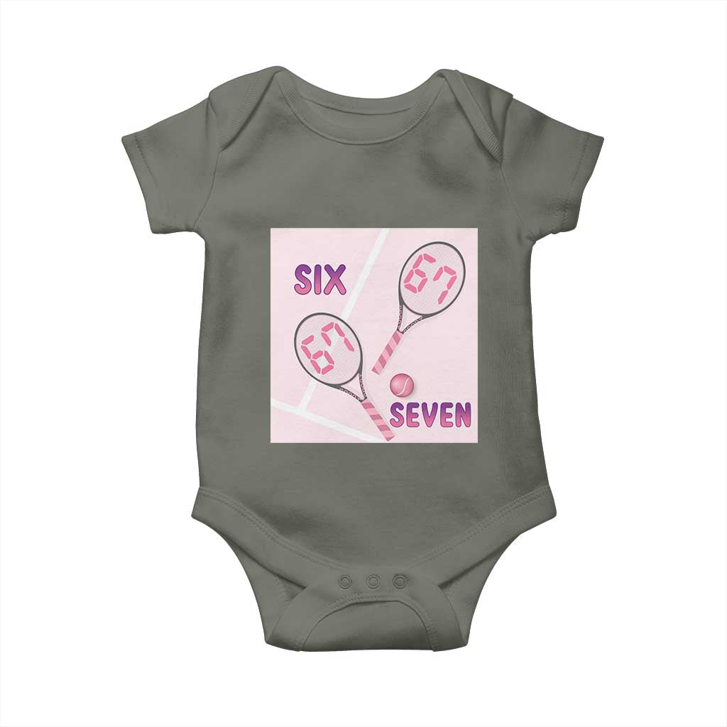 Funny Six Seven Tennis Meme Baby Onesie Valentine For Women TS12 Military Green Print Your Wear