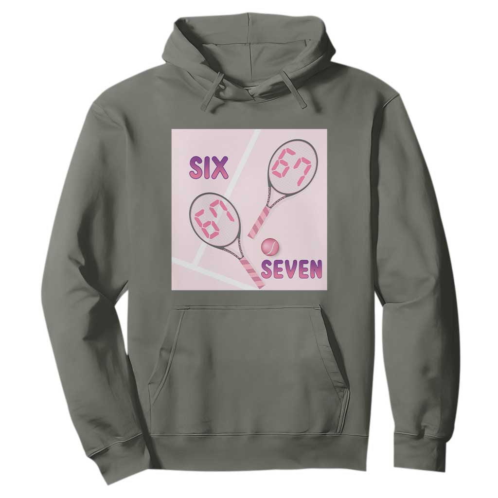 Funny Six Seven Tennis Meme Hoodie Valentine For Women TS12 Military Green Print Your Wear
