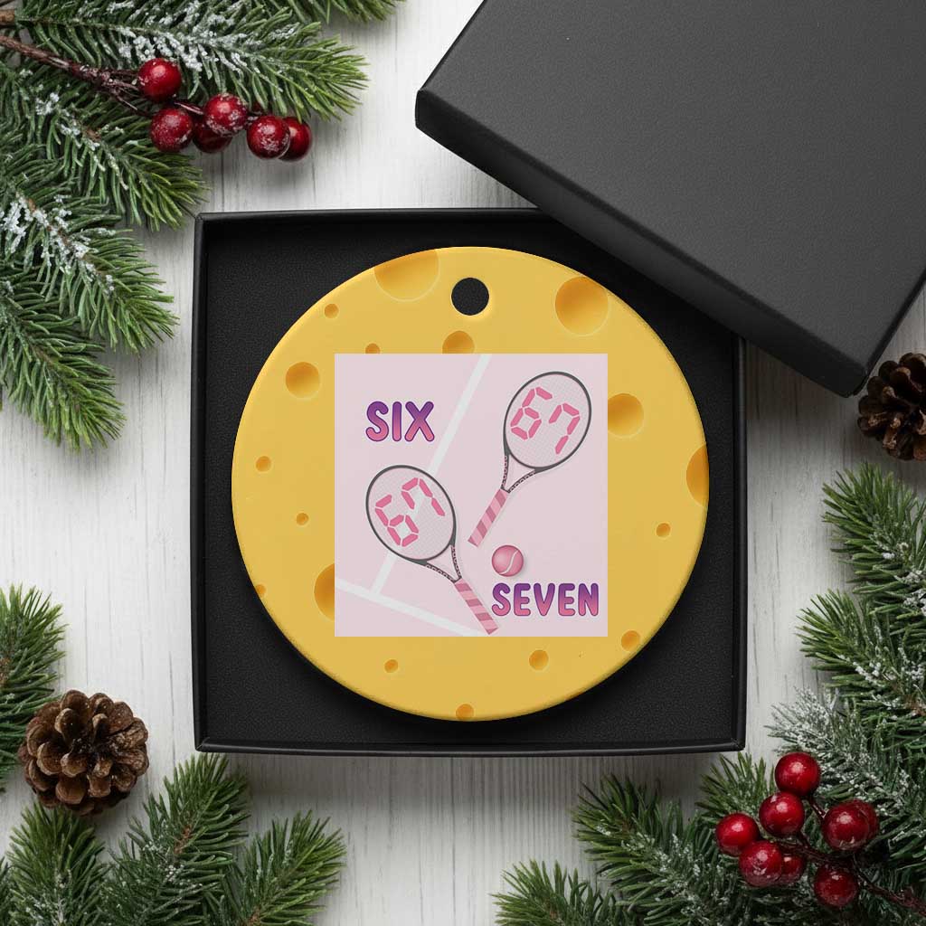Funny Six Seven Tennis Meme Ceramic Ornament Valentine For Women TS12 1pc Yellow Cheese Print Your Wear