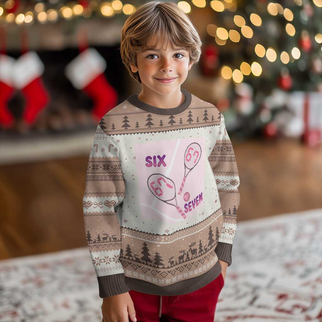 Funny Six Seven Tennis Meme Ugly Christmas Sweater Valentine For Women TS12 Mocha Mousse Print Your Wear