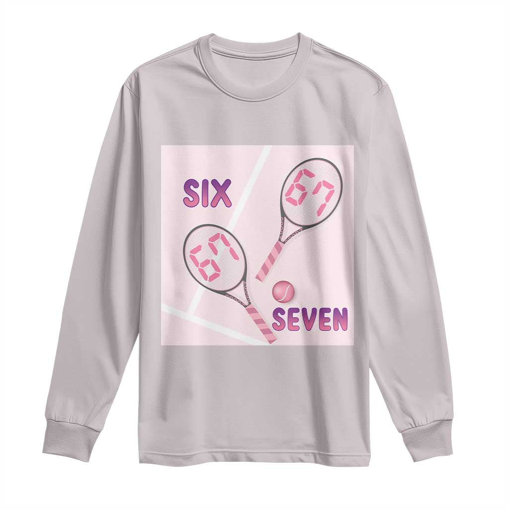 Funny Six Seven Tennis Meme Long Sleeve Shirt Valentine For Women TS12 Ice Gray Print Your Wear