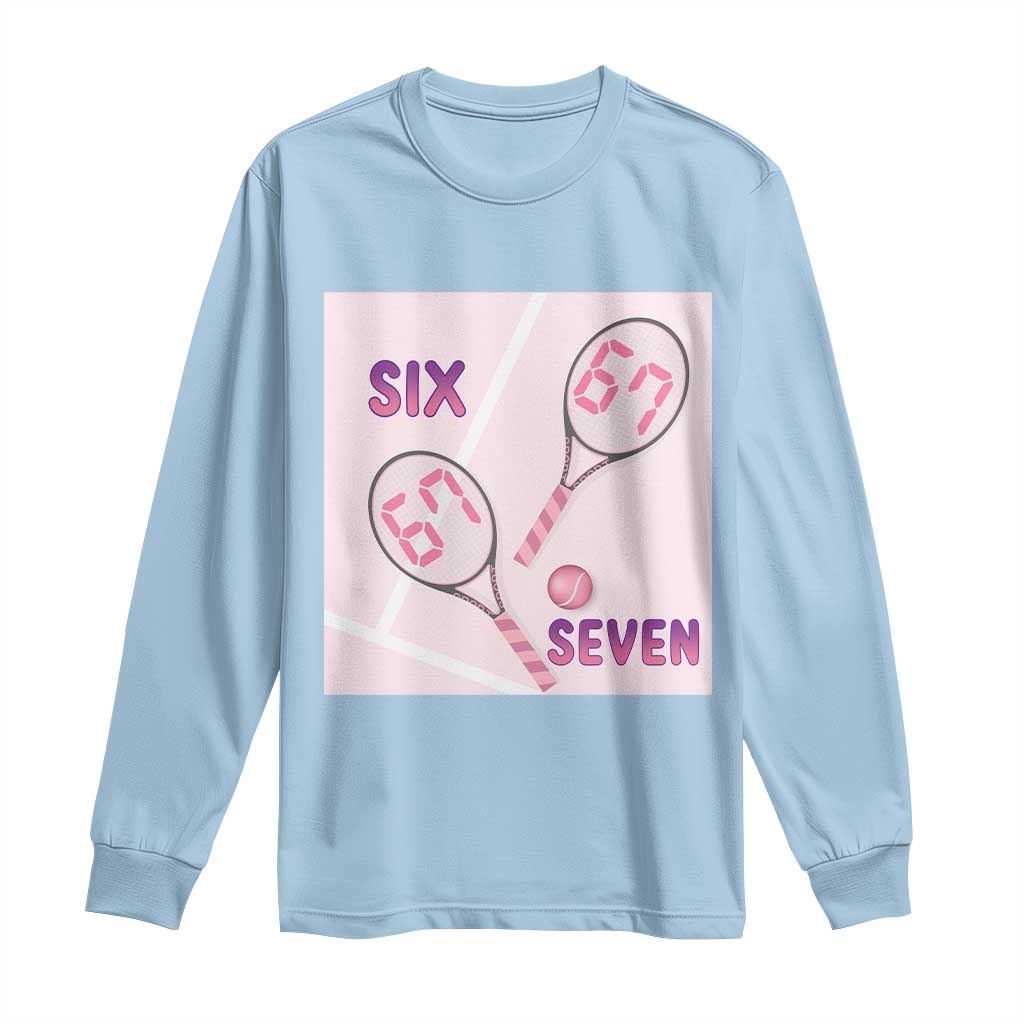 Funny Six Seven Tennis Meme Long Sleeve Shirt Valentine For Women TS12 Light Blue Print Your Wear