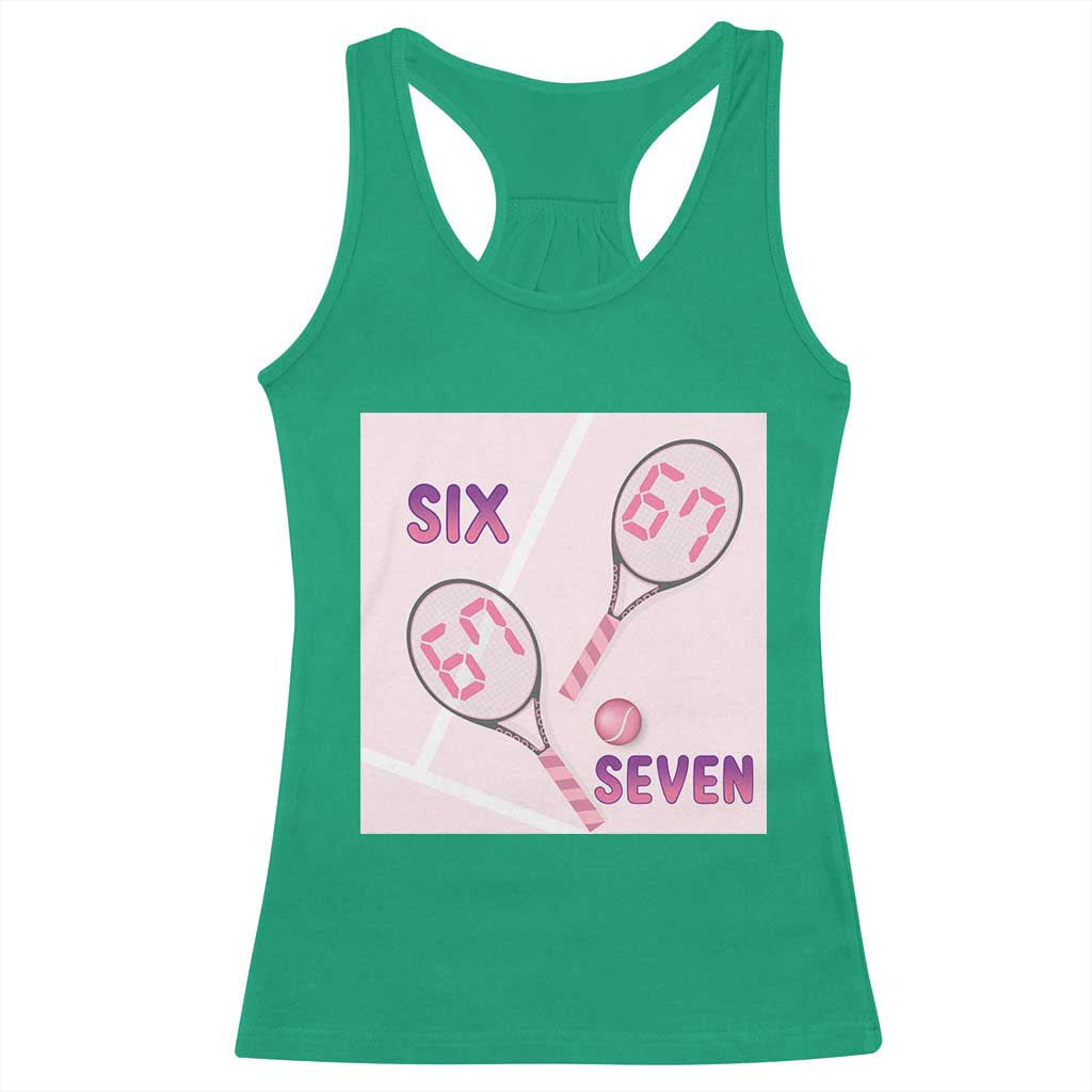 Funny Six Seven Tennis Meme Racerback Tank Top Valentine For Women TS12 Irish Green Print Your Wear