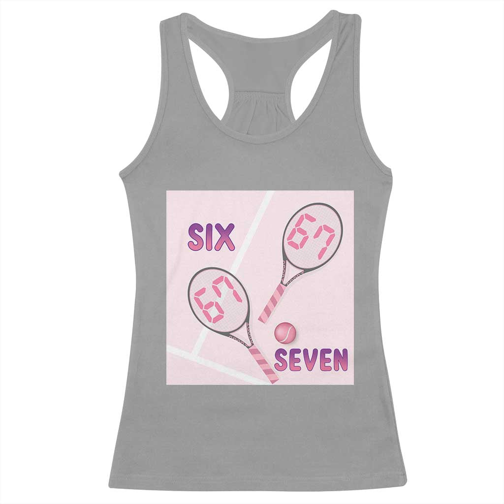 Funny Six Seven Tennis Meme Racerback Tank Top Valentine For Women TS12 Sport Gray Print Your Wear