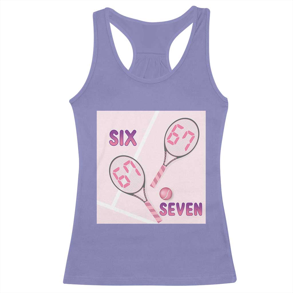 Funny Six Seven Tennis Meme Racerback Tank Top Valentine For Women TS12 Violet Print Your Wear