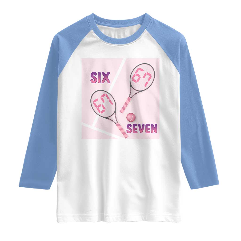Funny Six Seven Tennis Meme Raglan Shirt Valentine For Women TS12 White Carolina Blue Print Your Wear