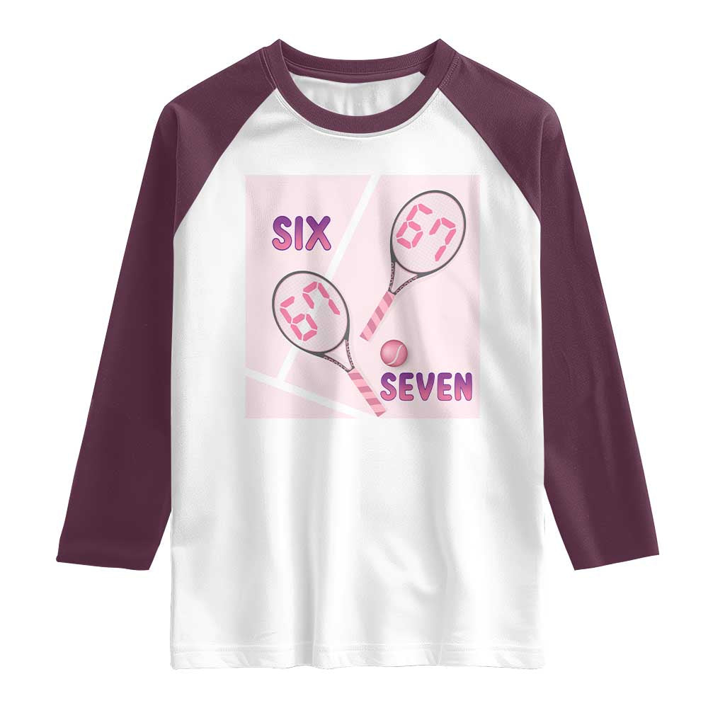 Funny Six Seven Tennis Meme Raglan Shirt Valentine For Women TS12 White Maroon Print Your Wear