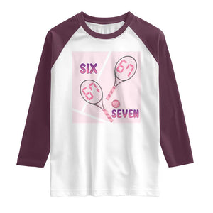 Funny Six Seven Tennis Meme Raglan Shirt Valentine For Women TS12 White Maroon Print Your Wear