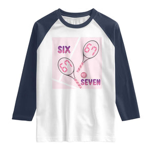 Funny Six Seven Tennis Meme Raglan Shirt Valentine For Women TS12 White Navy Print Your Wear