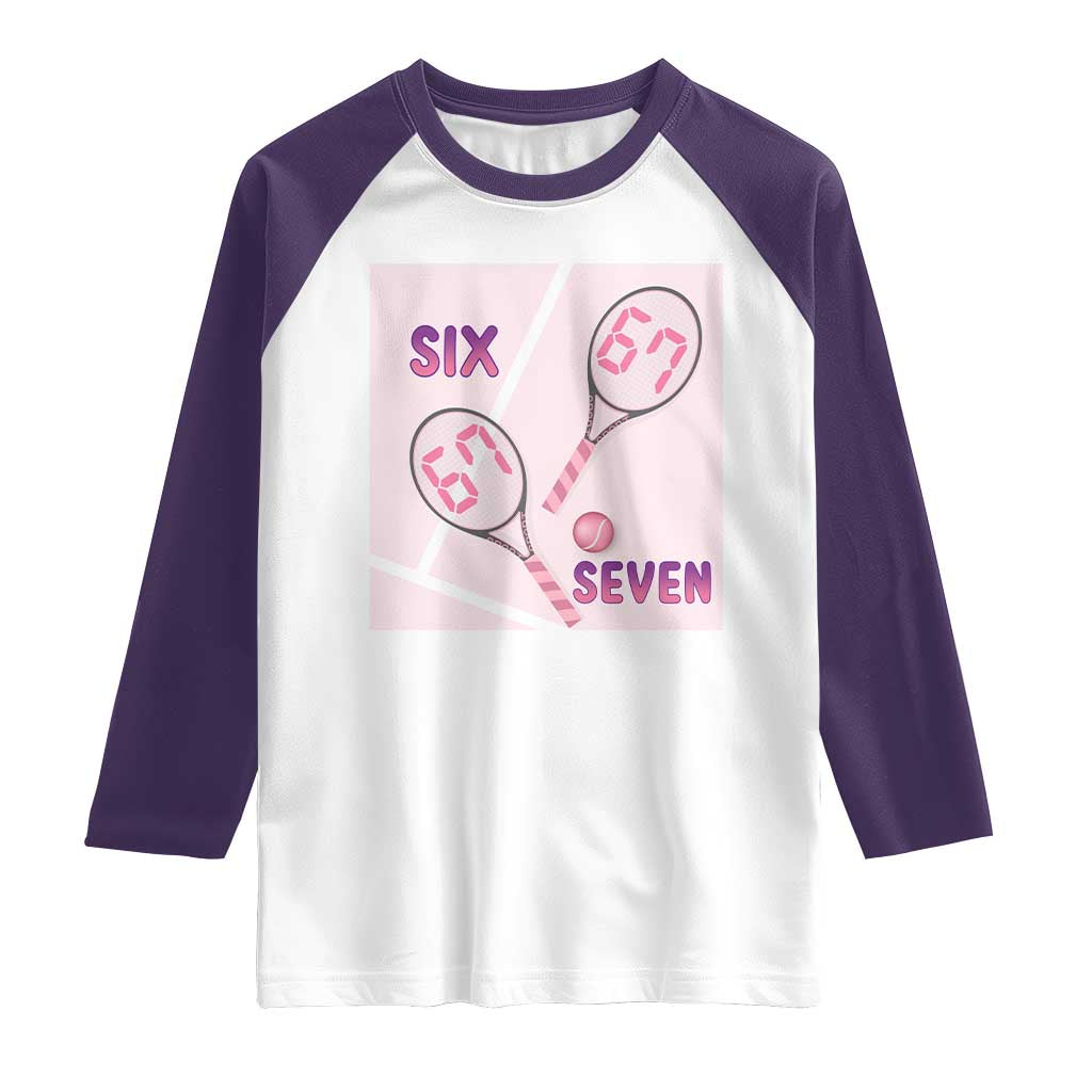 Funny Six Seven Tennis Meme Raglan Shirt Valentine For Women TS12 White Purple Print Your Wear