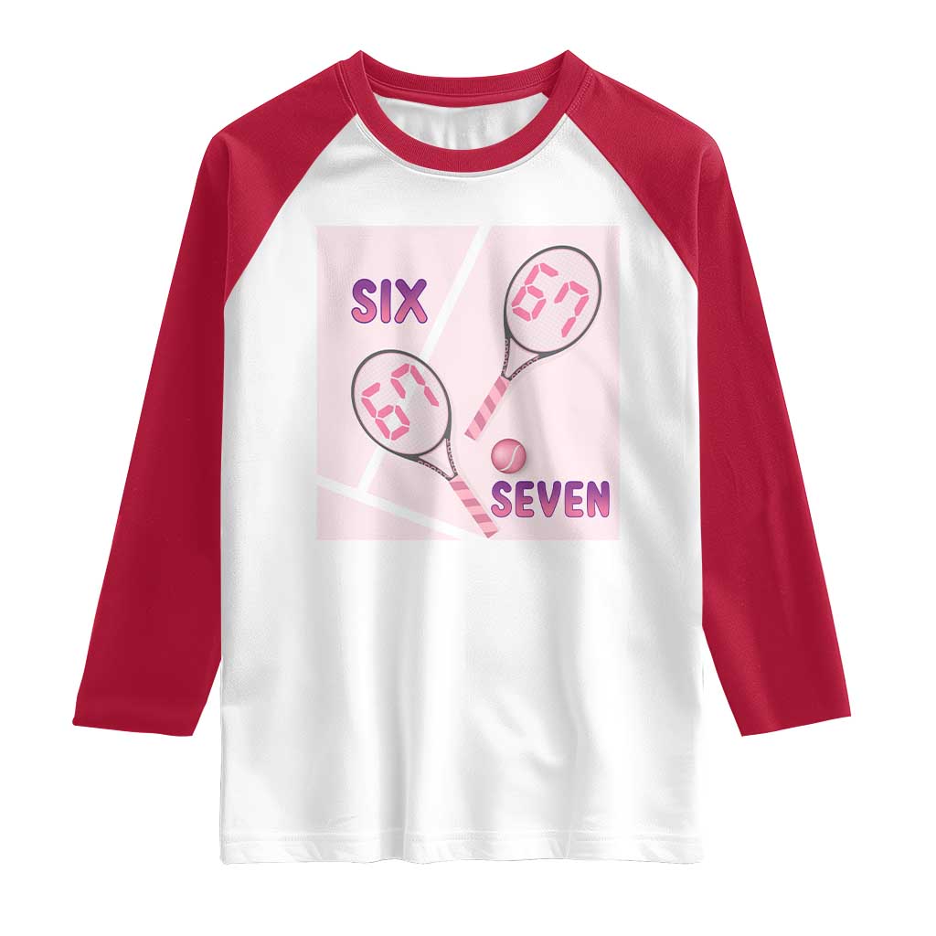 Funny Six Seven Tennis Meme Raglan Shirt Valentine For Women TS12 White Red Print Your Wear