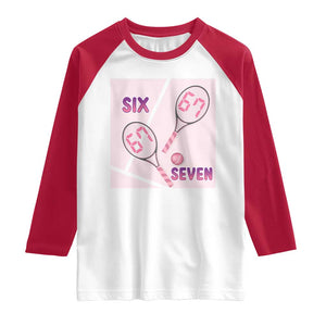 Funny Six Seven Tennis Meme Raglan Shirt Valentine For Women TS12 White Red Print Your Wear
