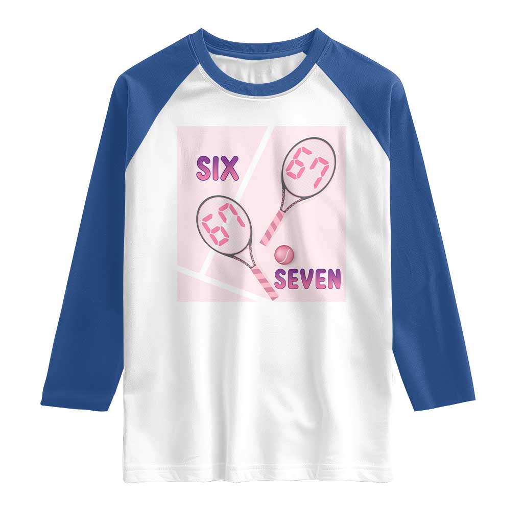 Funny Six Seven Tennis Meme Raglan Shirt Valentine For Women TS12 White Royal Print Your Wear