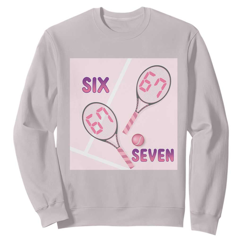 Funny Six Seven Tennis Meme Sweatshirt Valentine For Women TS12 Ice Gray Print Your Wear