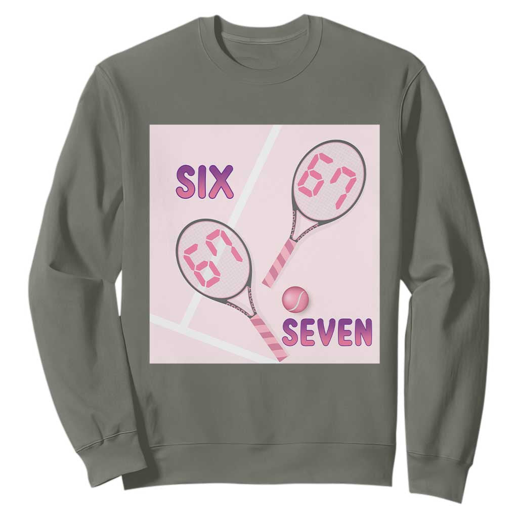 Funny Six Seven Tennis Meme Sweatshirt Valentine For Women TS12 Military Green Print Your Wear