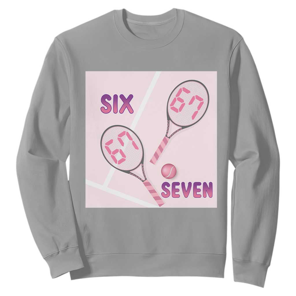 Funny Six Seven Tennis Meme Sweatshirt Valentine For Women TS12 Sport Gray Print Your Wear