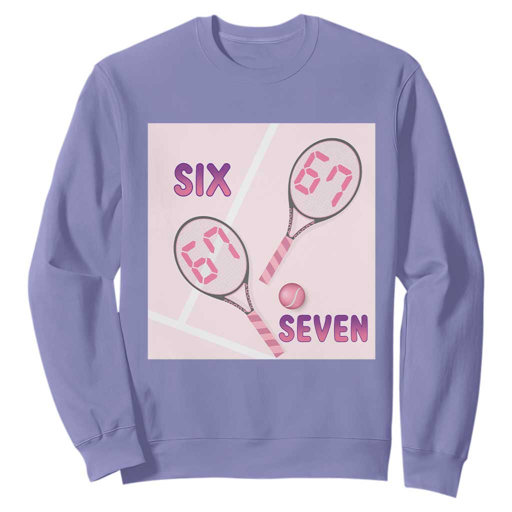 Funny Six Seven Tennis Meme Sweatshirt Valentine For Women TS12 Violet Print Your Wear
