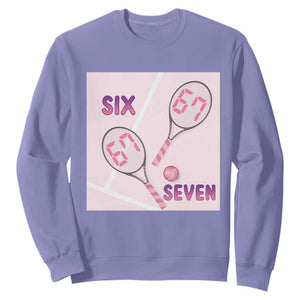 Funny Six Seven Tennis Meme Sweatshirt Valentine For Women TS12 Violet Print Your Wear