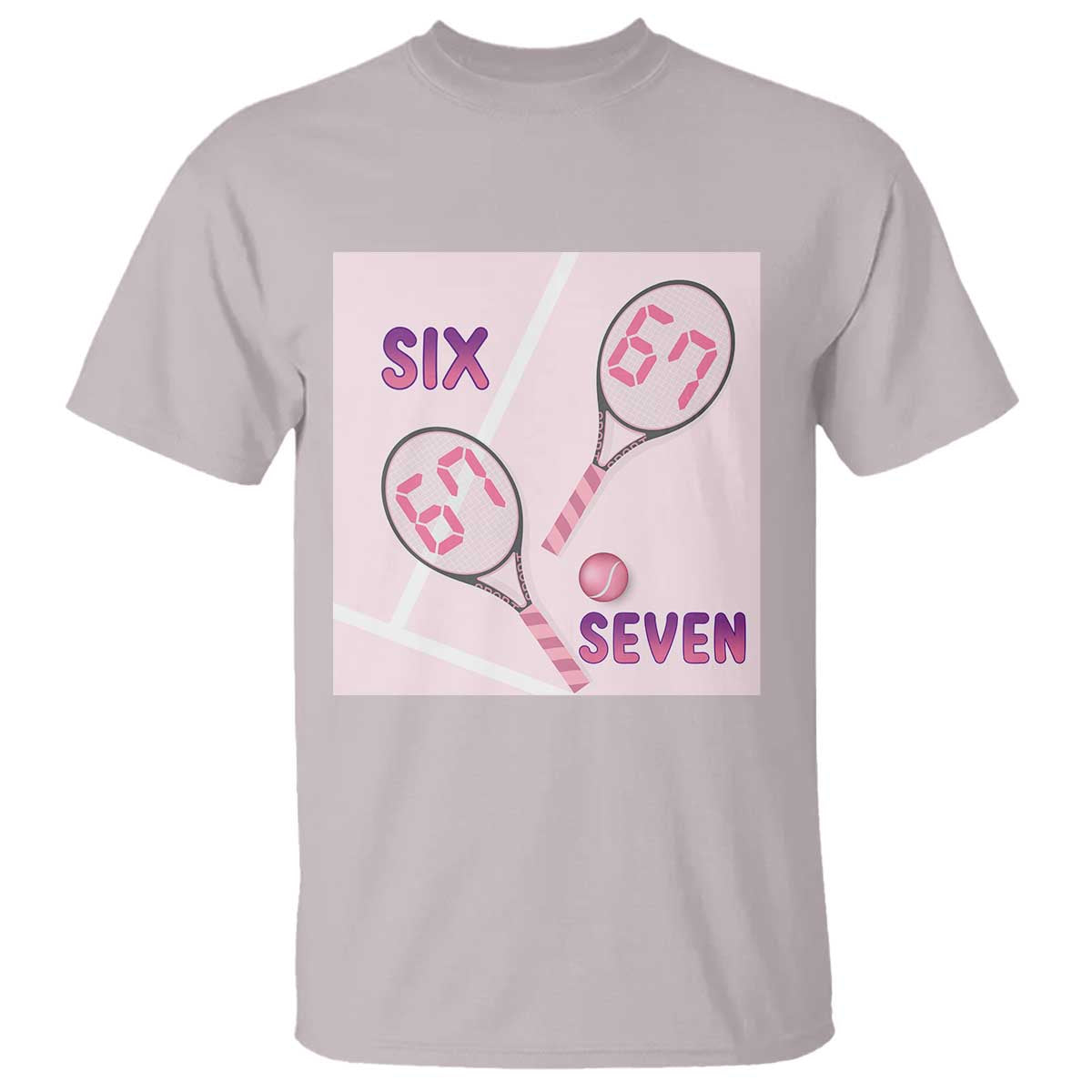 Funny Six Seven Tennis Meme T Shirt Valentine For Women TS12 Ice Gray Print Your Wear