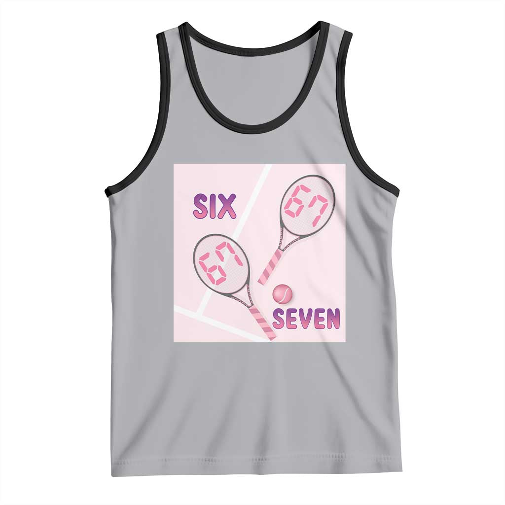 Funny Six Seven Tennis Meme Tank Top Valentine For Women TS12 Athletic Heather Black Print Your Wear