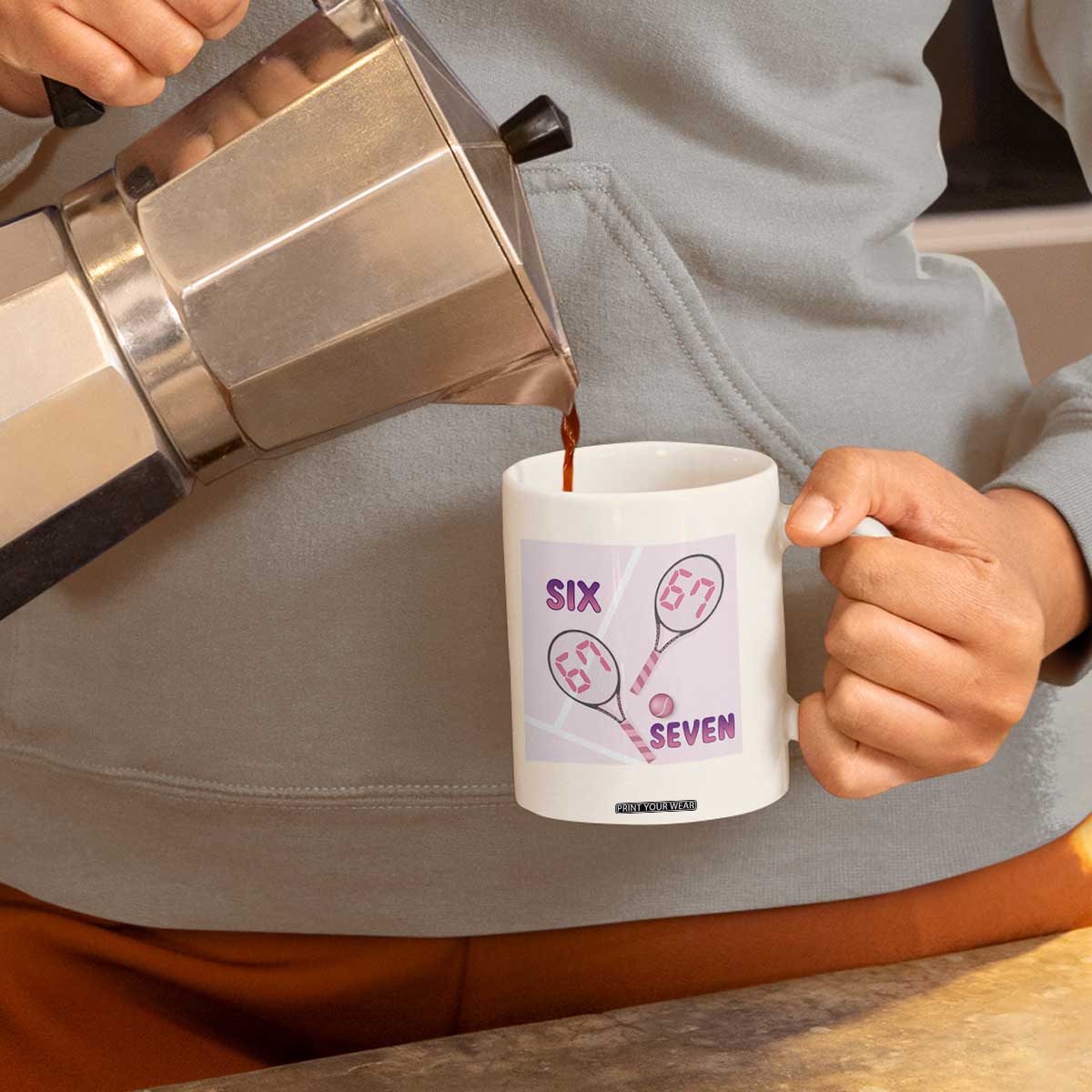 Funny Six Seven Tennis Meme Coffee Mug Valentine For Women TS12 Print Your Wear