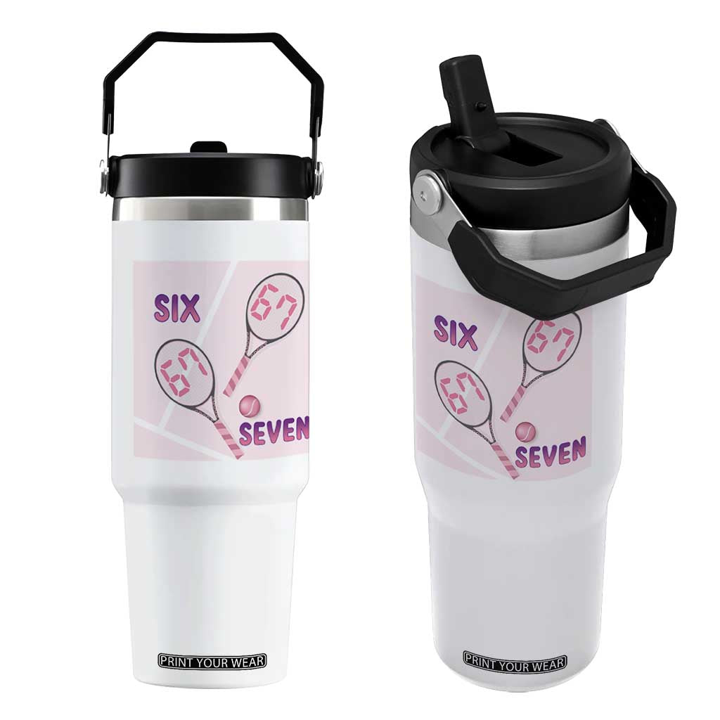 Funny Six Seven Tennis Meme Flip Straw Tumbler Valentine For Women TS12 One Size: 30 oz White Print Your Wear