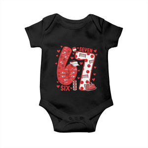 Six Seven Tennis Meme Baby Onesie Funny Gen Alpha Valentine TS12 Black Print Your Wear