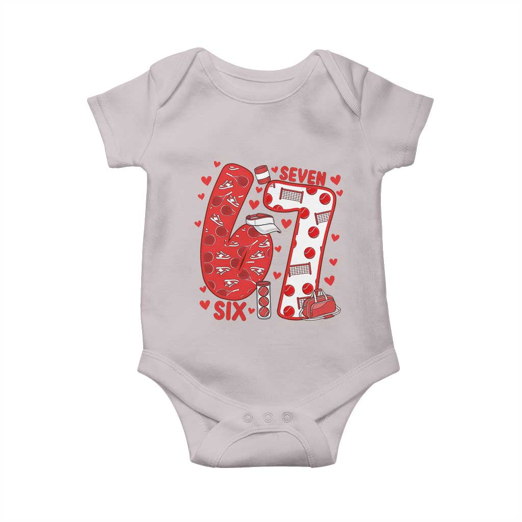Six Seven Tennis Meme Baby Onesie Funny Gen Alpha Valentine TS12 Ice Gray Print Your Wear