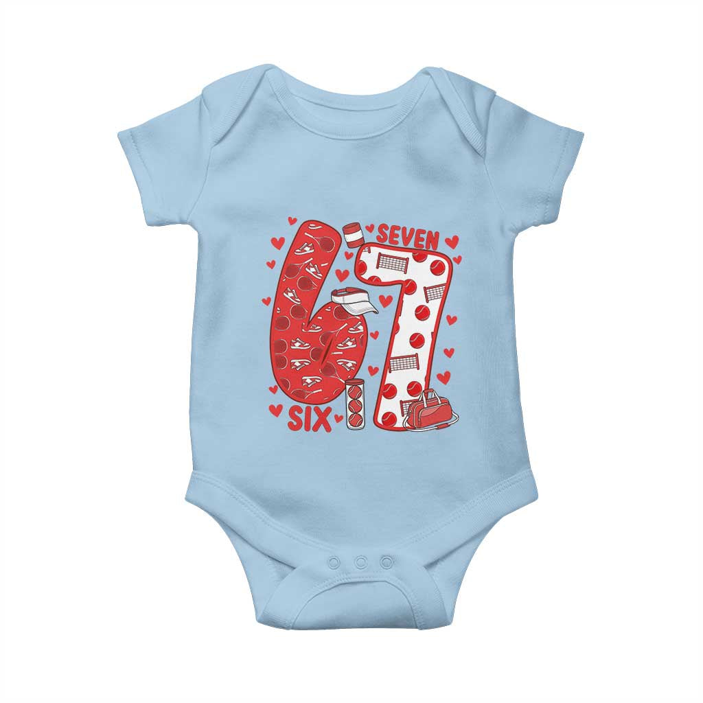 Six Seven Tennis Meme Baby Onesie Funny Gen Alpha Valentine TS12 Light Blue Print Your Wear