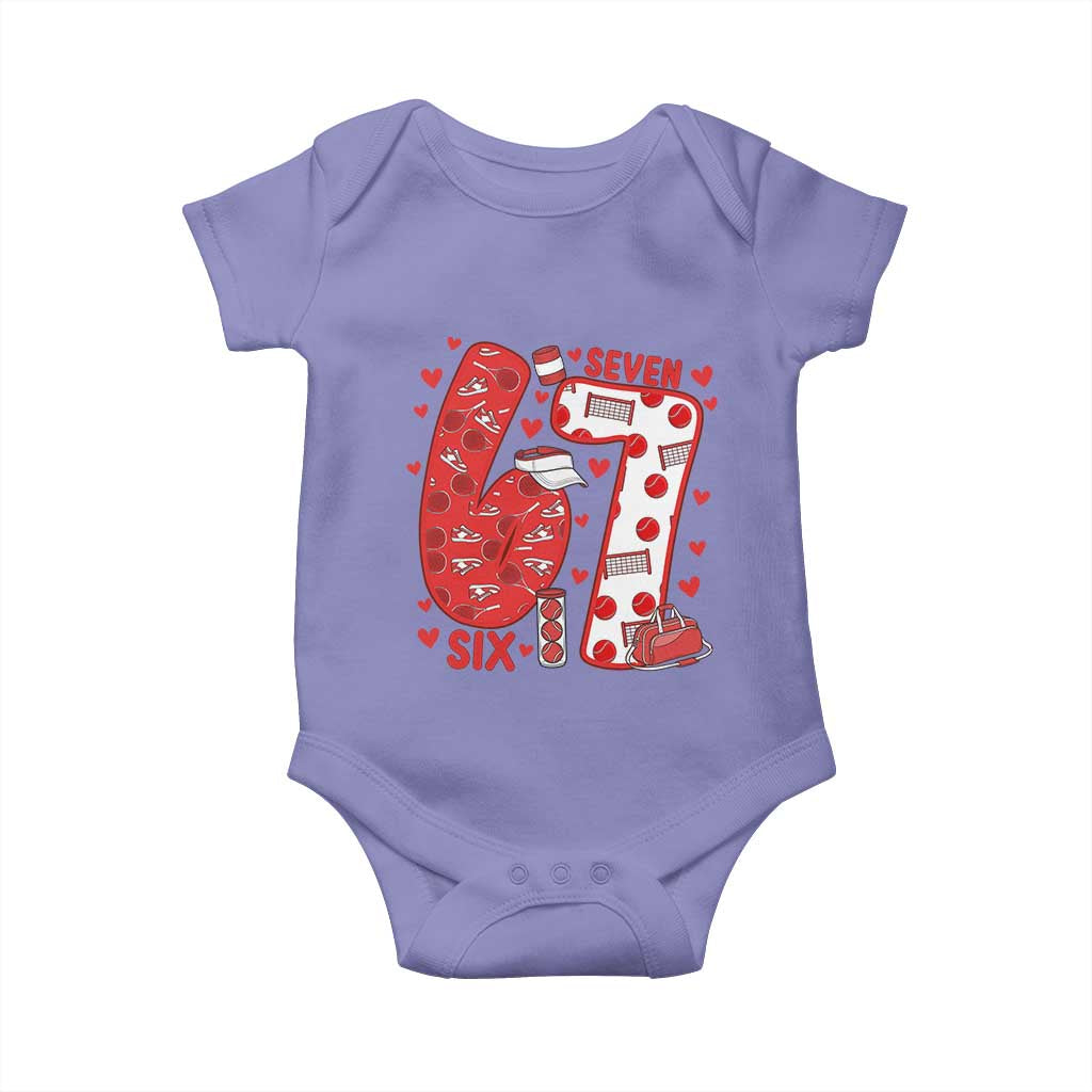 Six Seven Tennis Meme Baby Onesie Funny Gen Alpha Valentine TS12 Violet Print Your Wear