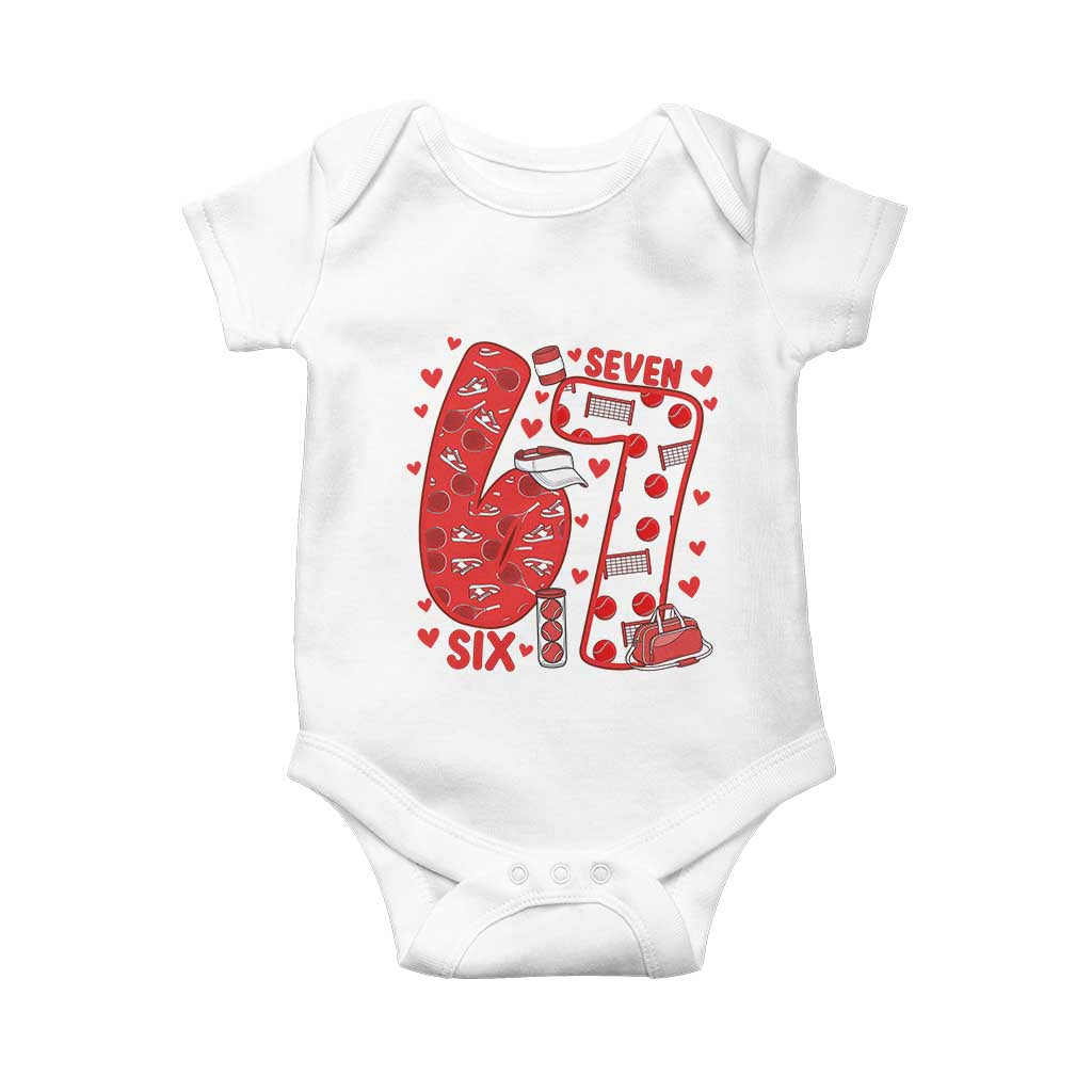 Six Seven Tennis Meme Baby Onesie Funny Gen Alpha Valentine TS12 White Print Your Wear