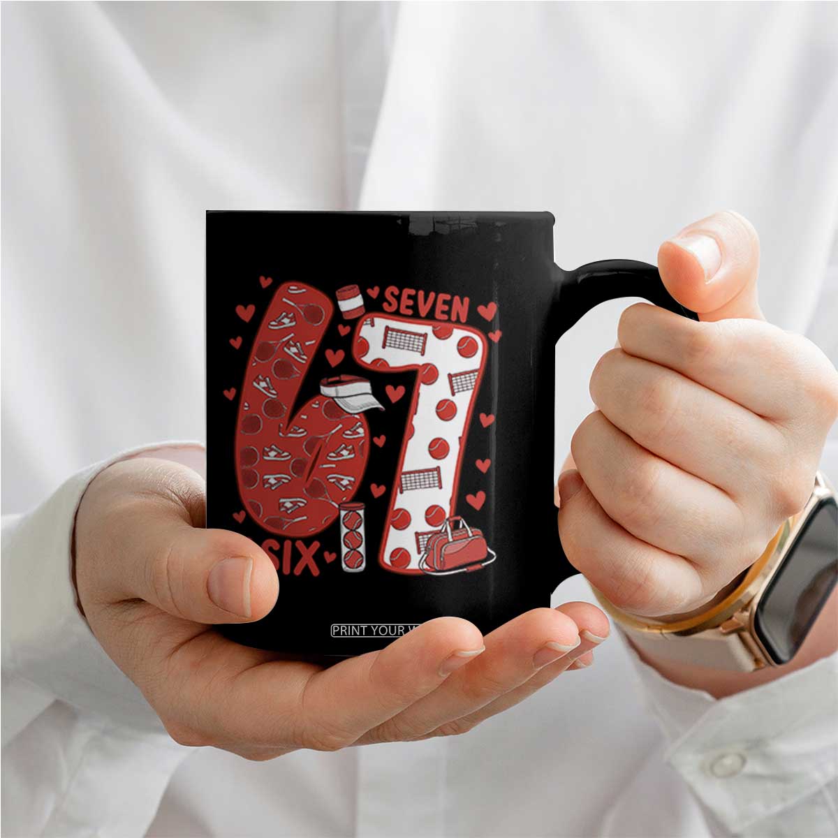 Six Seven Tennis Meme Coffee Mug Funny Gen Alpha Valentine TS12 Print Your Wear