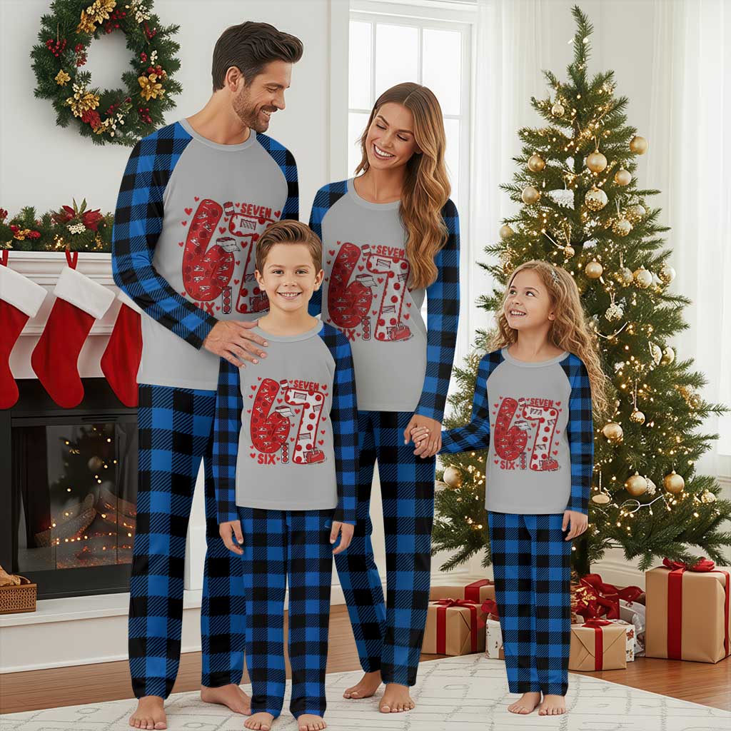 Six Seven Tennis Meme Plaid Pajama Set Funny Gen Alpha Valentine TS12 Blue Plaid Print Your Wear