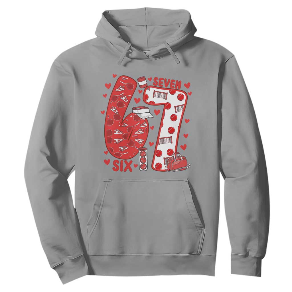 Six Seven Tennis Meme Hoodie Funny Gen Alpha Valentine TS12 Sport Gray Print Your Wear