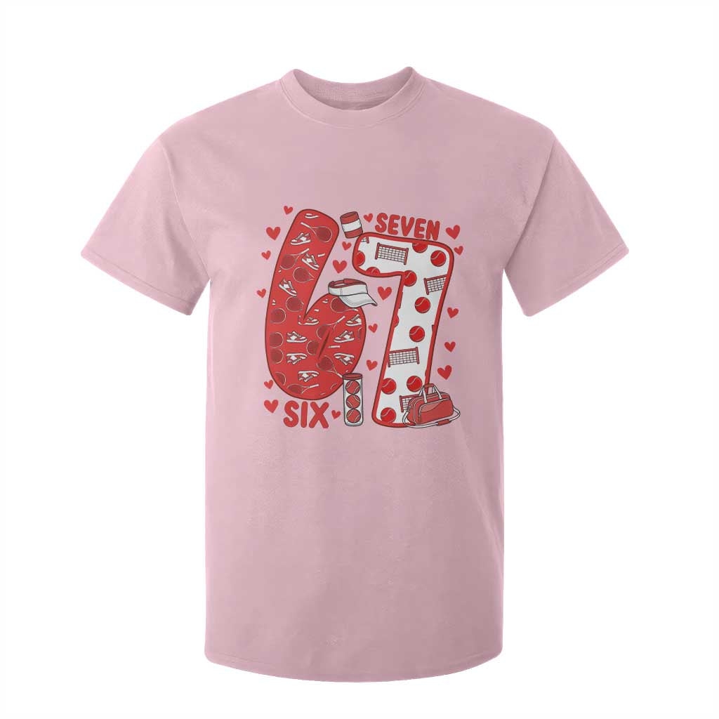 Six Seven Tennis Meme T Shirt For Kid Funny Gen Alpha Valentine TS12 Light Pink Print Your Wear