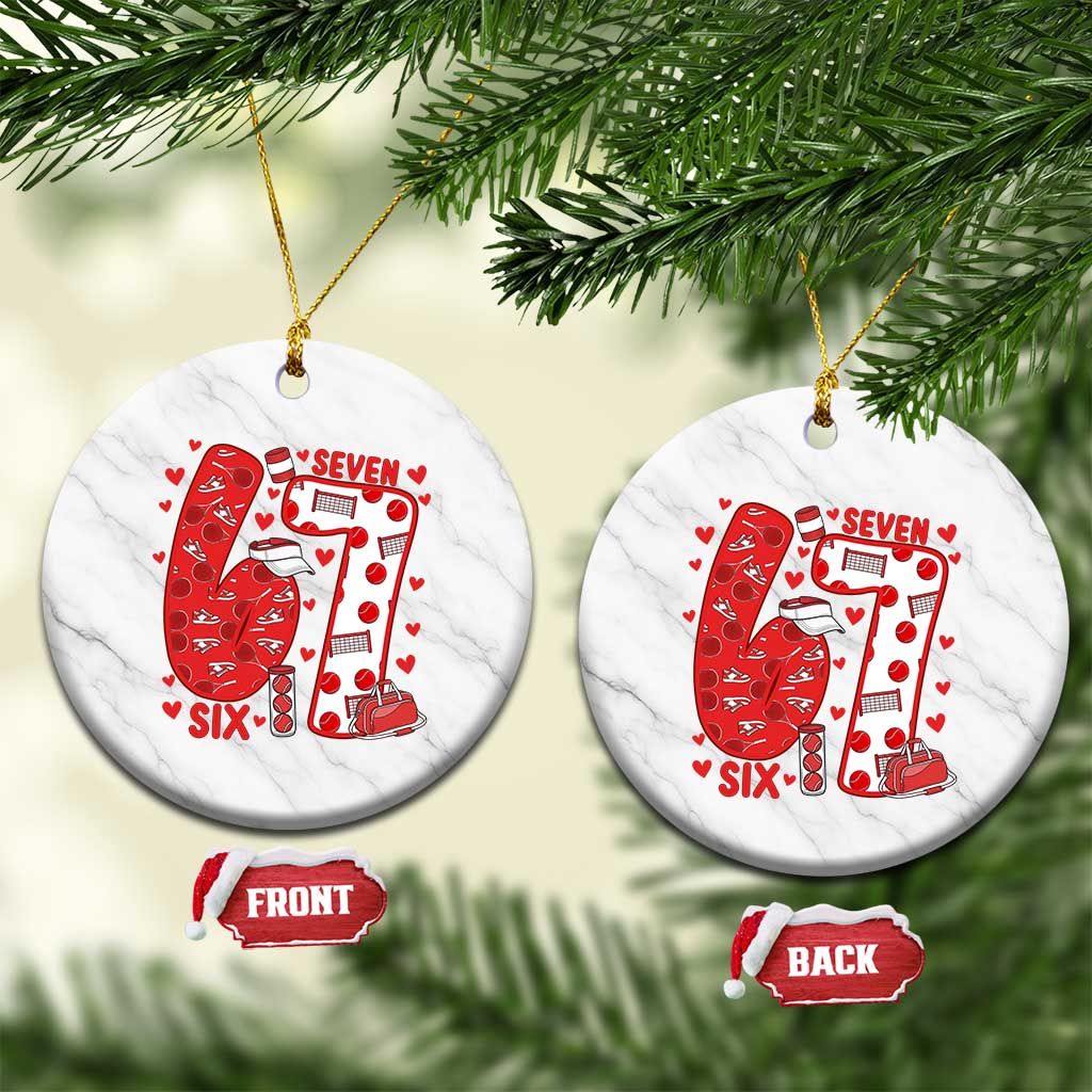 Six Seven Tennis Meme Ceramic Ornament Funny Gen Alpha Valentine TS12 1pc White Marble Print Your Wear