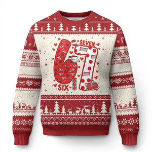 Six Seven Tennis Meme Ugly Christmas Sweater Funny Gen Alpha Valentine TS12 Beige Red Print Your Wear