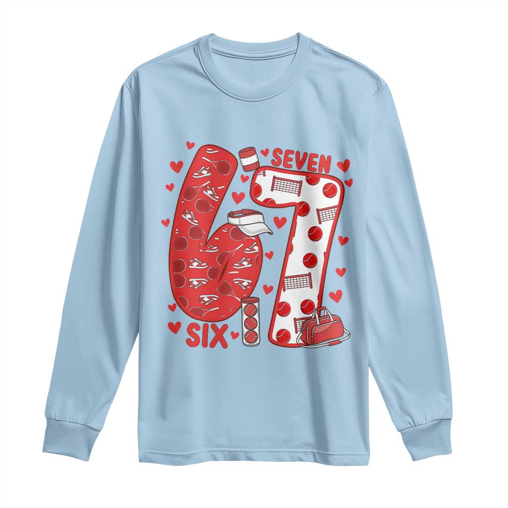 Six Seven Tennis Meme Long Sleeve Shirt Funny Gen Alpha Valentine TS12 Light Blue Print Your Wear