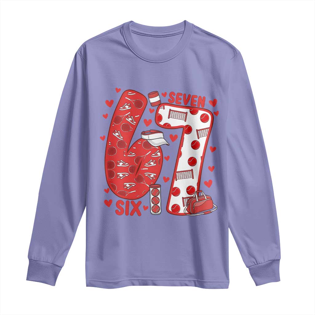Six Seven Tennis Meme Long Sleeve Shirt Funny Gen Alpha Valentine TS12 Violet Print Your Wear