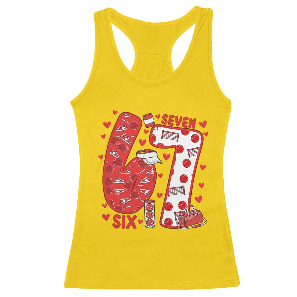 Six Seven Tennis Meme Racerback Tank Top Funny Gen Alpha Valentine TS12 Daisy Print Your Wear