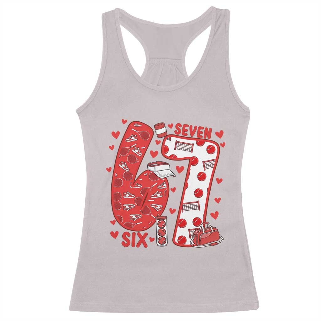 Six Seven Tennis Meme Racerback Tank Top Funny Gen Alpha Valentine TS12 Ice Gray Print Your Wear