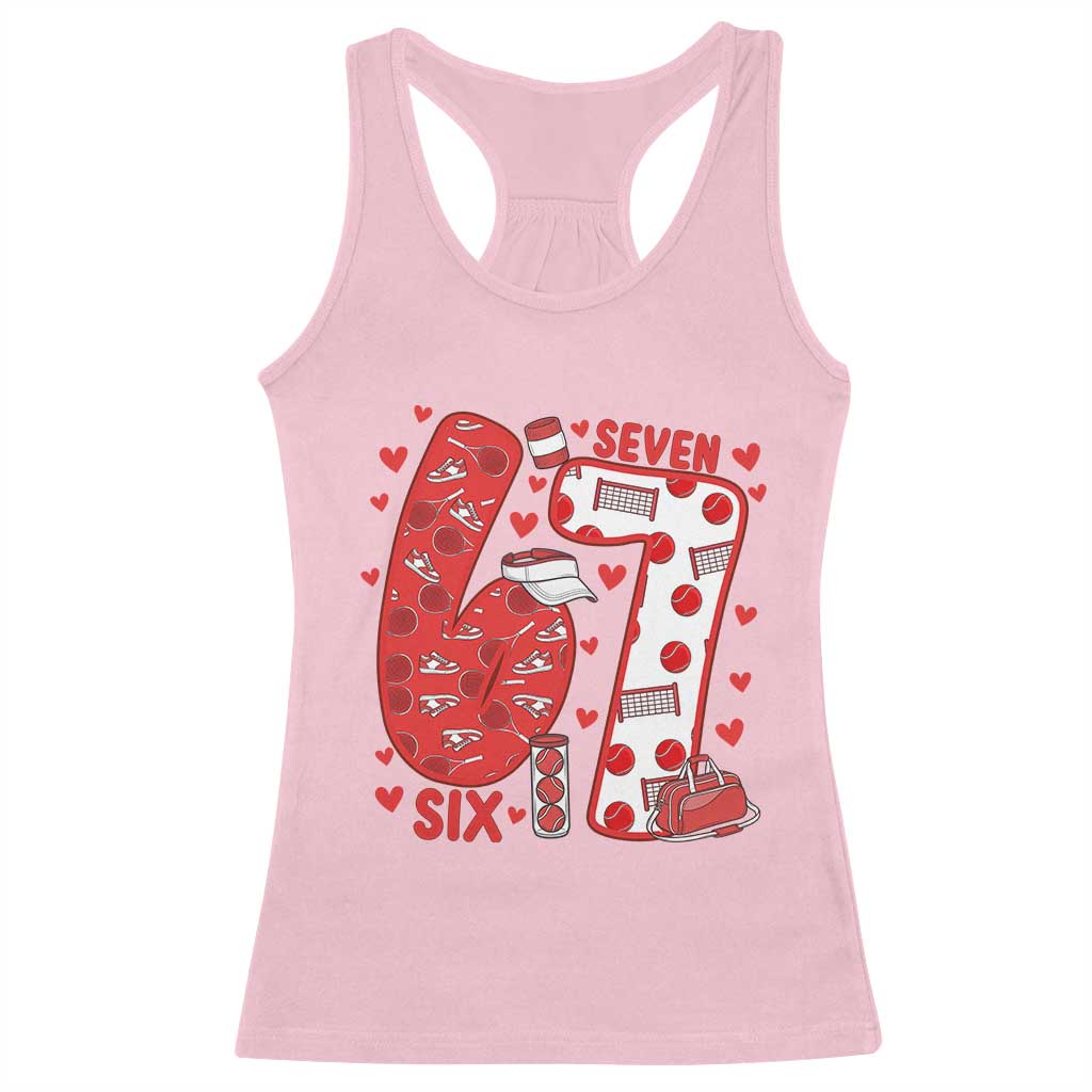 Six Seven Tennis Meme Racerback Tank Top Funny Gen Alpha Valentine TS12 Light Pink Print Your Wear