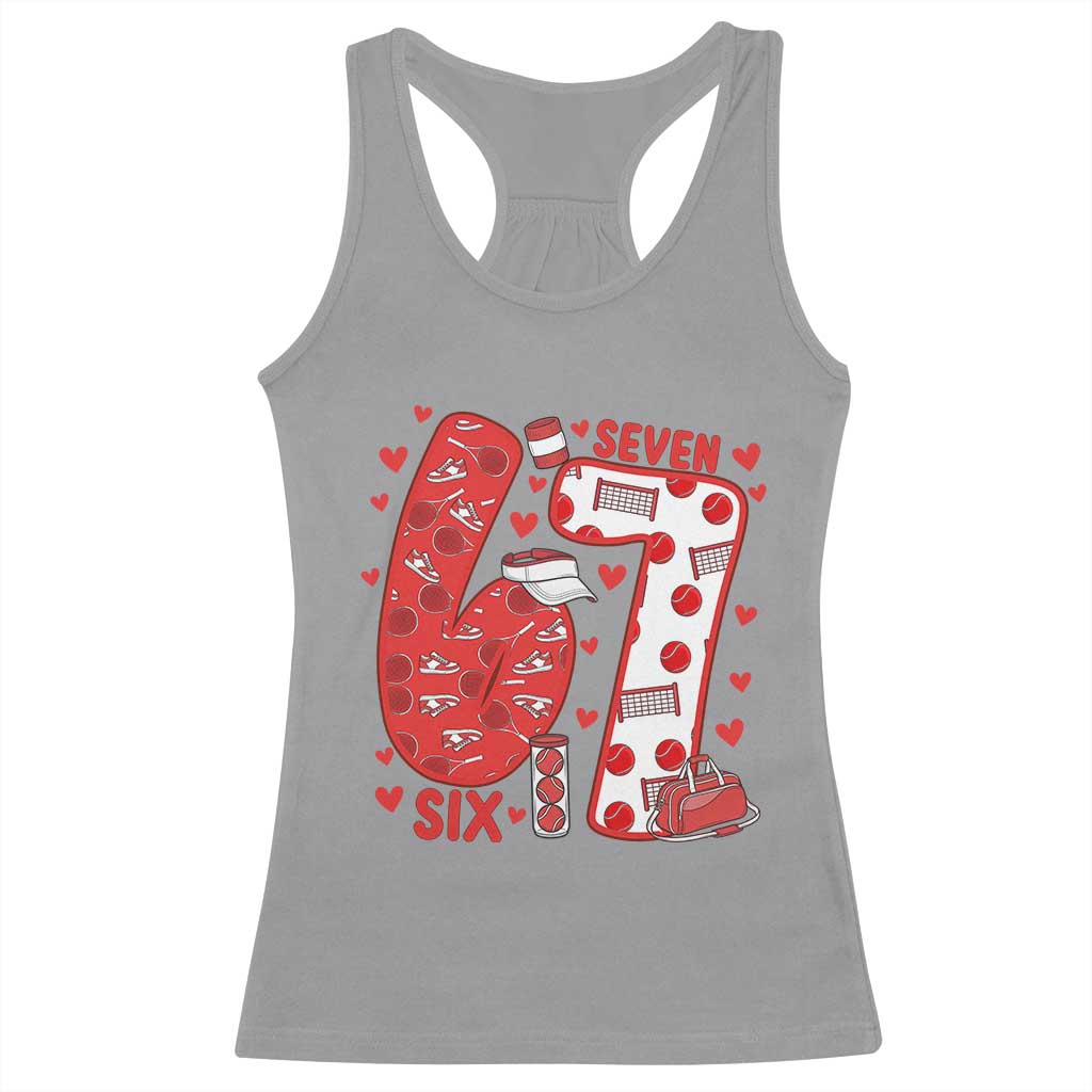 Six Seven Tennis Meme Racerback Tank Top Funny Gen Alpha Valentine TS12 Sport Gray Print Your Wear