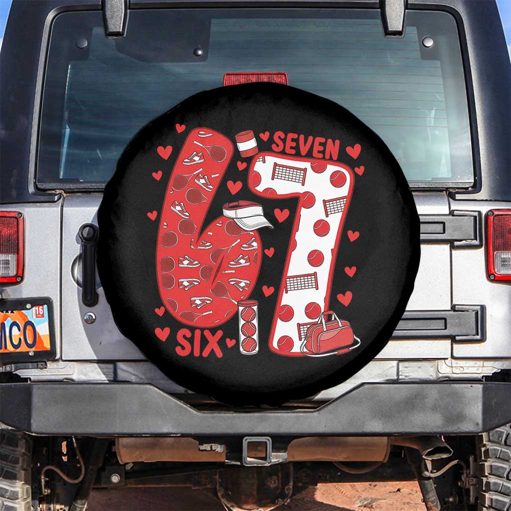 Six Seven Tennis Meme Spare Tire Cover Funny Gen Alpha Valentine TS12 No hole Black Print Your Wear